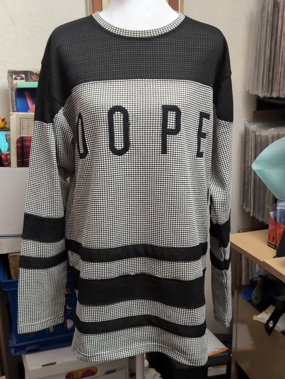 DOPE Black & White Graphic Knit Pullover L